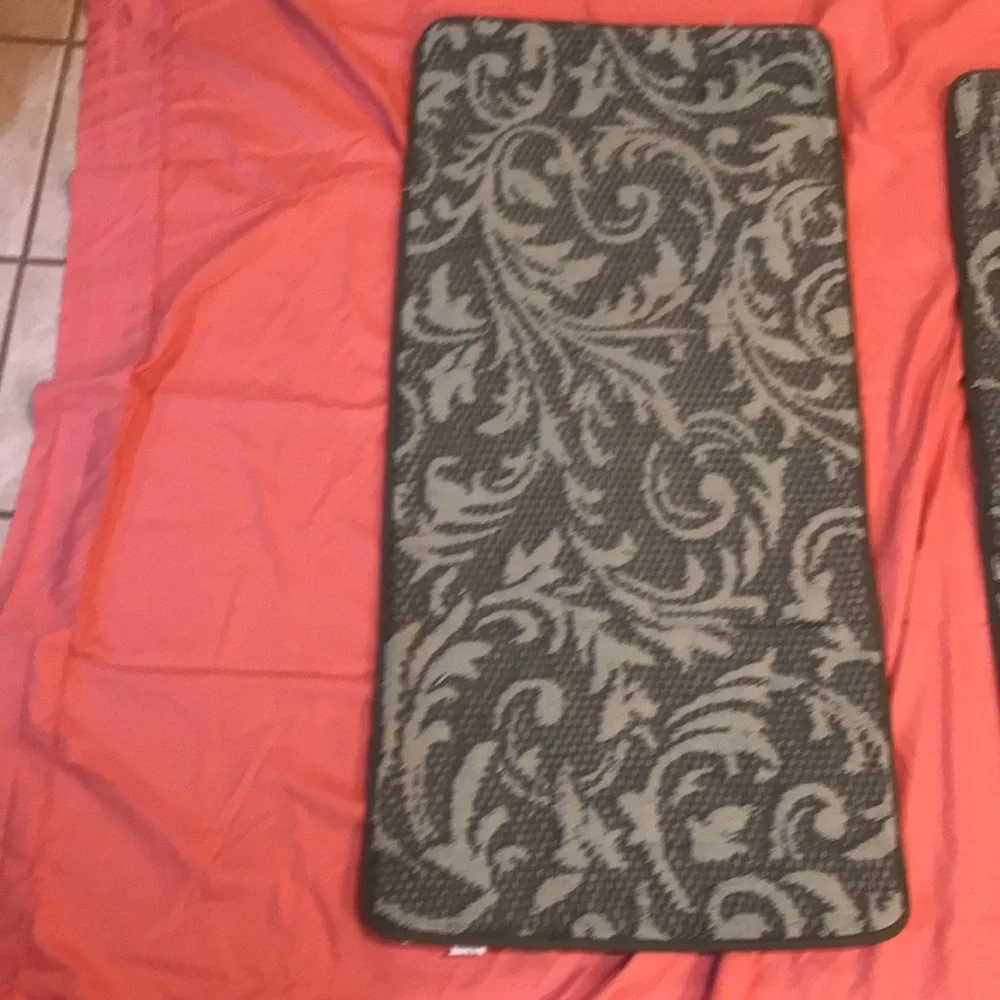 Rug Memory Foam Rugs with Swirl Pattern Green Set of 2